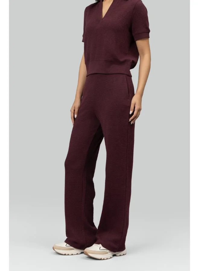 نسيسيرا Burgundy Ottoman Rib Lounge Pants