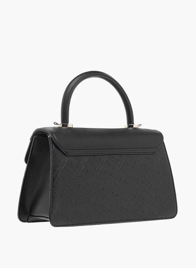 ايل Monogram Embossed Satchel Bag with Handle and Detachable Strap
