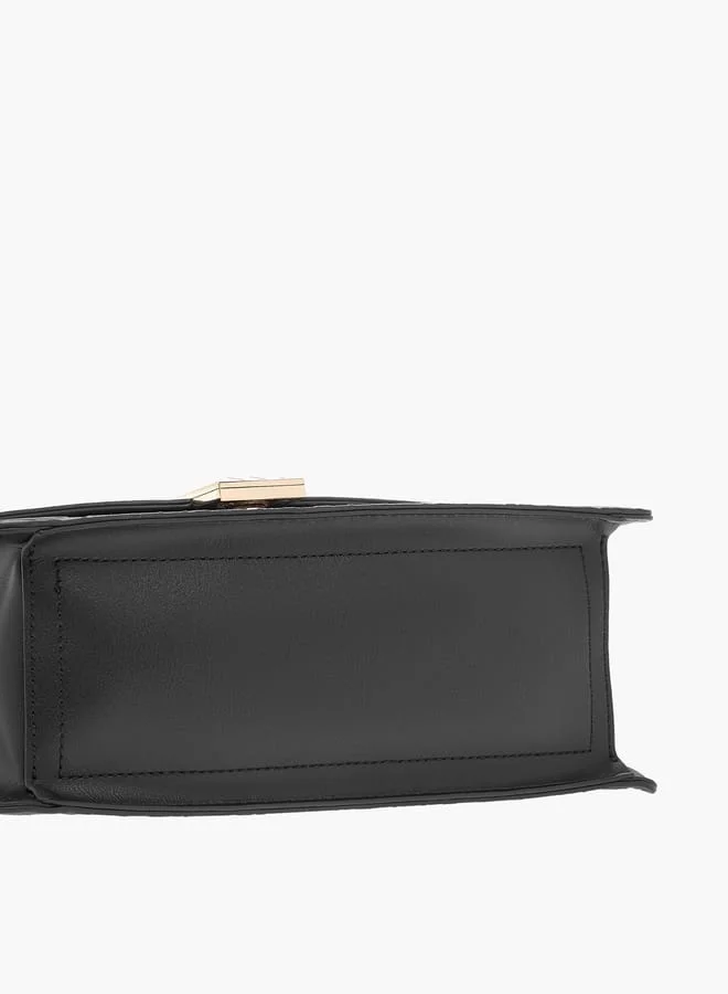 ايل Monogram Embossed Satchel Bag with Handle and Detachable Strap