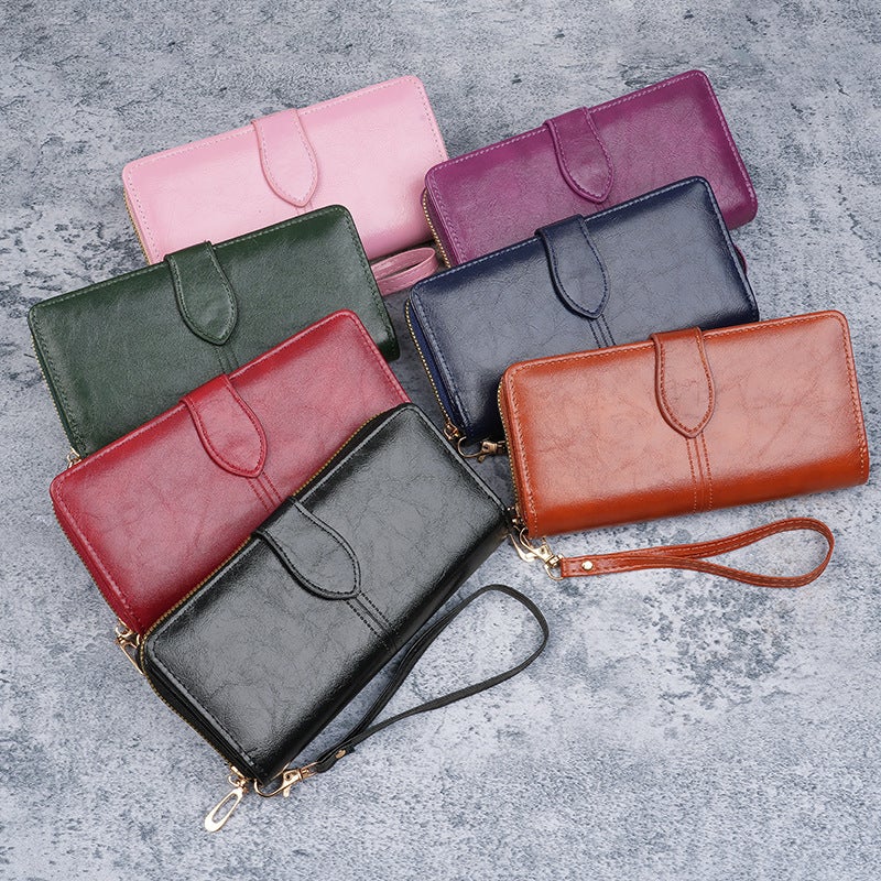 Multifunctional Solid Color PU Leather Wallet, RFID Blocking Design Portable Daily Storage Purse for Cards Cash Coin Business Use - Image 1