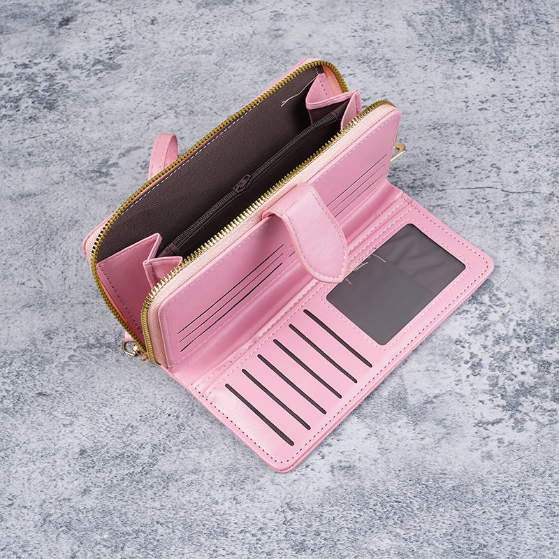 Multifunctional Solid Color PU Leather Wallet, RFID Blocking Design Portable Daily Storage Purse for Cards Cash Coin Business Use - Image 2