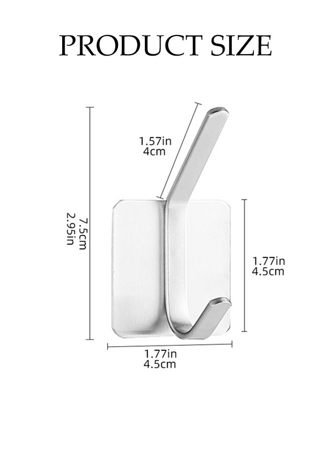 DUNISO 4-Pack Stainless Steel  Wall Hooks for Coat,Handbag,Robe and Towels,Waterproof Self Adhesive Hooks, Double Heavy Duty for Wall, Bathroom, Door - Image 2