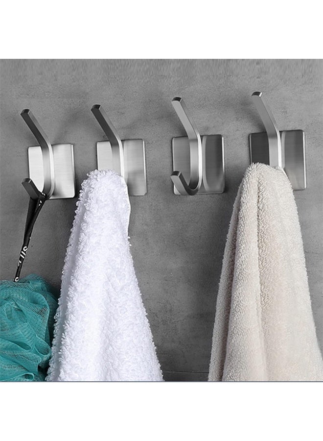 DUNISO 4-Pack Stainless Steel  Wall Hooks for Coat,Handbag,Robe and Towels,Waterproof Self Adhesive Hooks, Double Heavy Duty for Wall, Bathroom, Door - Image 4