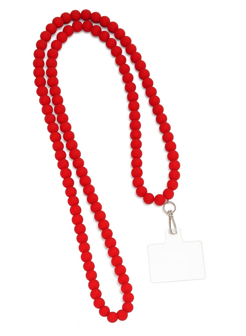 سلسلة موبايل خرز سيليكون كبيرة – لون أحمر – قوية ومضادة للانزلاق – مناسبة لجميع الهواتف - Image 1