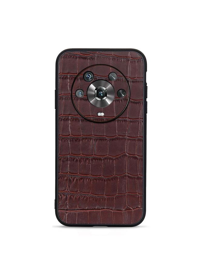 اس-توب جراب لهاتف Honor Magic4 مصنوع من الجلد الأصلي بفتحة دقيقة من جلد التمساح - Image 1