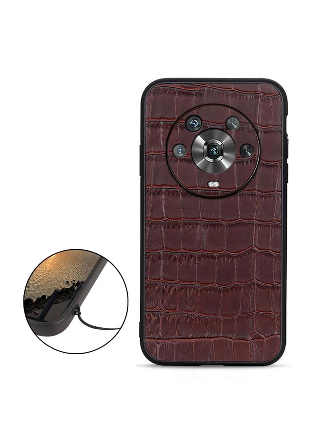 اس-توب جراب لهاتف Honor Magic4 مصنوع من الجلد الأصلي بفتحة دقيقة من جلد التمساح - Image 2