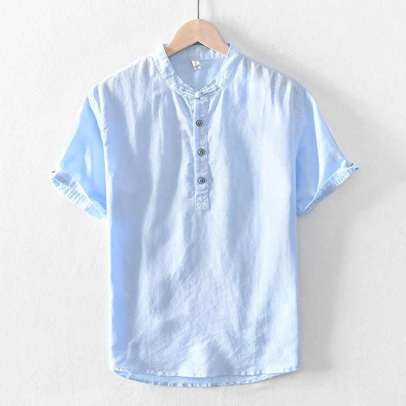 L3305 Simple Plain All-Match Short Shirt Men'S Casual Short-Sleeved T-Shirt Men'S One-Piece Hair - Image 1