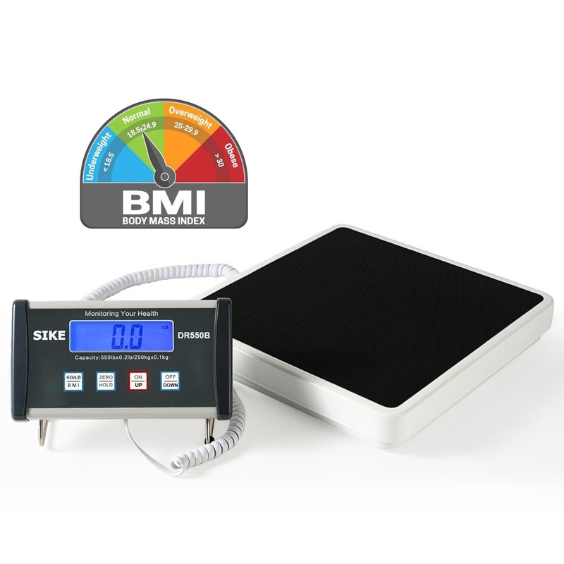 SIKE Digital Physician BMI Scale, Medical Floor Scale for Body Weight, 550 lb Limit Professional Weight Scale, Portable Easy to Read Digital Display, Heavy Duty, 12.5" x 12" Platform - Image 1