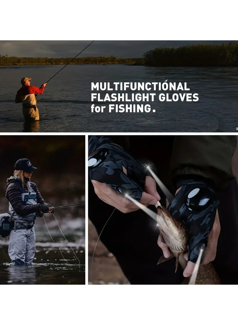 قفازات رجالية بإضاءة LED – زوج واحد، قماش بوليستر محبوك، إغلاق فيلكرو، مزودة ببطاريات CR2016 – أداة عملية للإضاءة أثناء العمل أو الاستخدام الليلي - Image 3