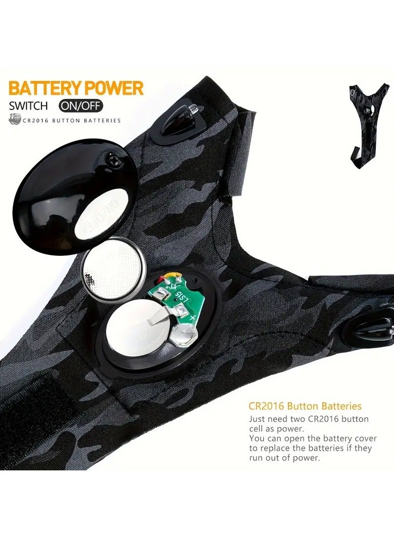 قفازات رجالية بإضاءة LED – زوج واحد، قماش بوليستر محبوك، إغلاق فيلكرو، مزودة ببطاريات CR2016 – أداة عملية للإضاءة أثناء العمل أو الاستخدام الليلي - Image 4