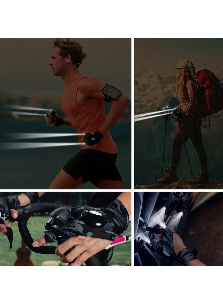 قفازات رجالية بإضاءة LED – زوج واحد، قماش بوليستر محبوك، إغلاق فيلكرو، مزودة ببطاريات CR2016 – أداة عملية للإضاءة أثناء العمل أو الاستخدام الليلي - Image 2