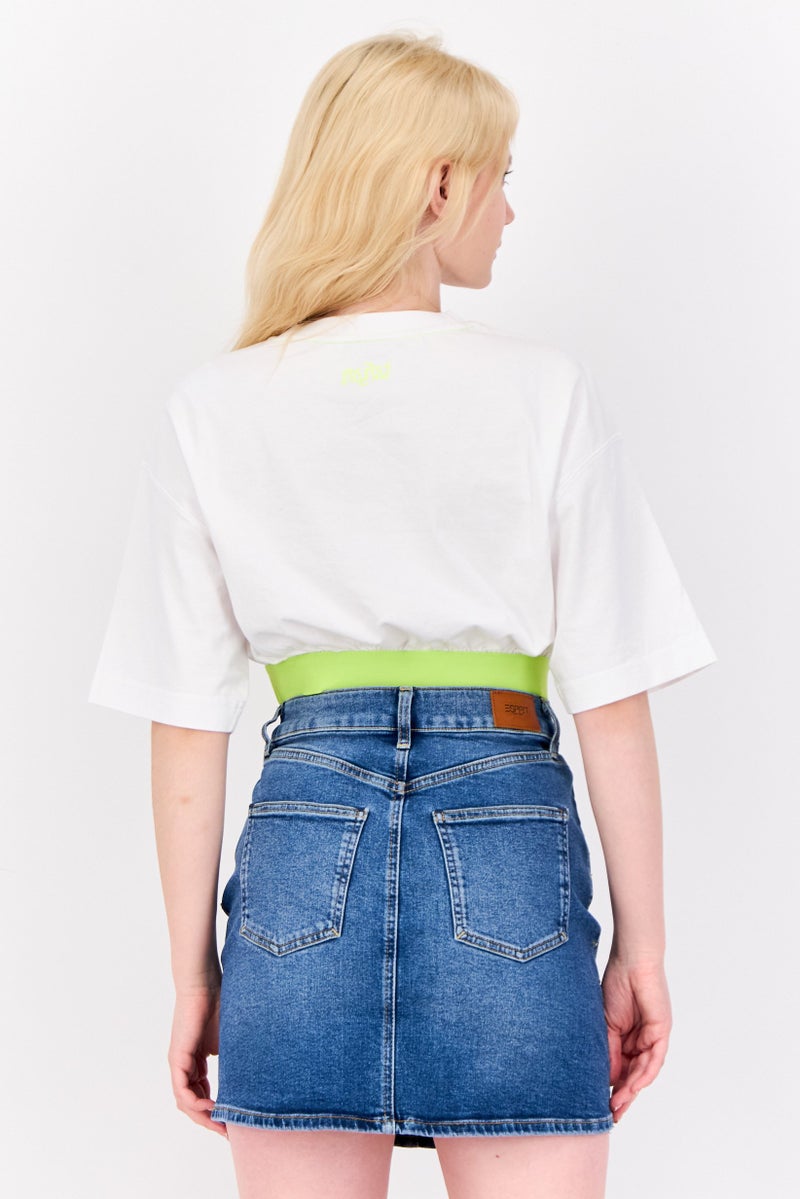 ESPRIT Women Crew Neck Graphic Print Blouse, White - Image 3