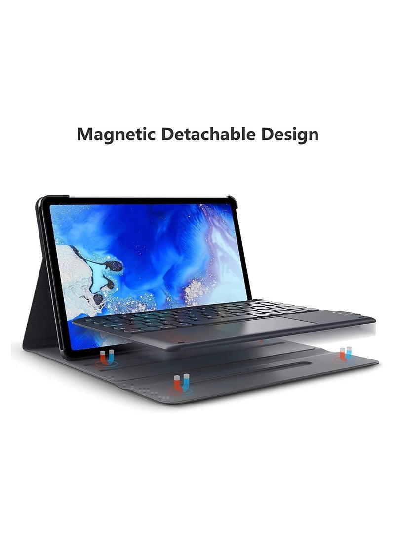 MUNTAQI Galaxy Tab S8 Keyboard Case, Touchpad with S Pen Slot, for Samsung Galaxy Tab S8 / S7 11 inch, Rechargeable & Detachable BT Keyboard, PU Slim Cover - Image 3