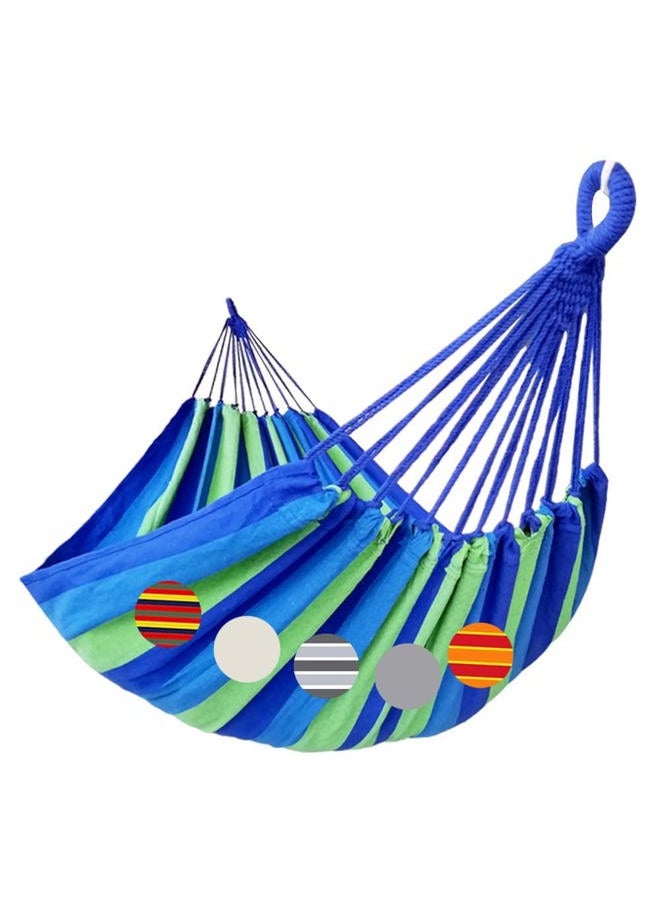 GOCAN Brazilian Double Hammock 2 Person Extra Large 220x160cm Total Length 330cm Load 500lb Canvas Cotton Hammock for Patio Porch Garden Backyard Lounging Outdoor and Indoor(Blue/Green) XXL - Image 1