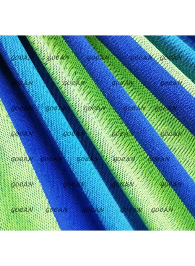 GOCAN Brazilian Double Hammock 2 Person Extra Large 220x160cm Total Length 330cm Load 500lb Canvas Cotton Hammock for Patio Porch Garden Backyard Lounging Outdoor and Indoor(Blue/Green) XXL - Image 3