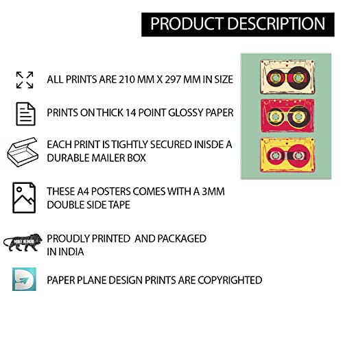 PAPER PLANE DESIGN Music Art Posters collage for Living room Bedroom Office Wall Decoration Poster set of 12 (29 X 21 cm) - Image 4