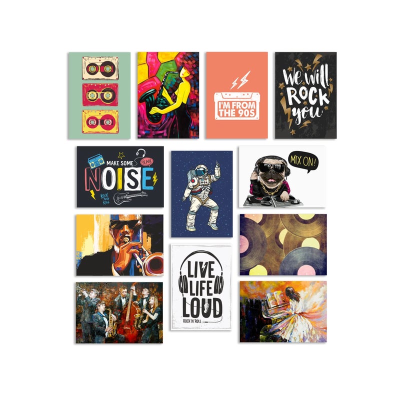 PAPER PLANE DESIGN Music Art Posters collage for Living room Bedroom Office Wall Decoration Poster set of 12 (29 X 21 cm) - Image 5