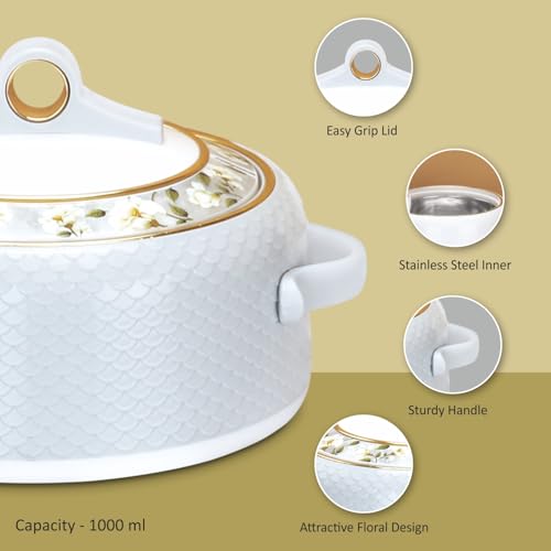 Nayasa Coral 1000 ml Insulated Inner Stainless Steel Casserole - Grey - Image 4