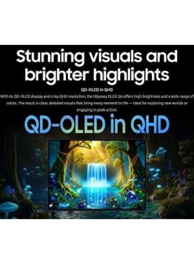 سامسونج 27 inch Odyssey OLED Gaming Monitor G6 G61SH QHD 240Hz Refresh Rate, 0.03Ms Response Time, Glare Free, Height Adjustable and Pivot, Safeguard+, FreeSync Premium Pro, LS27HG612SMXUE Black Black - Image 3