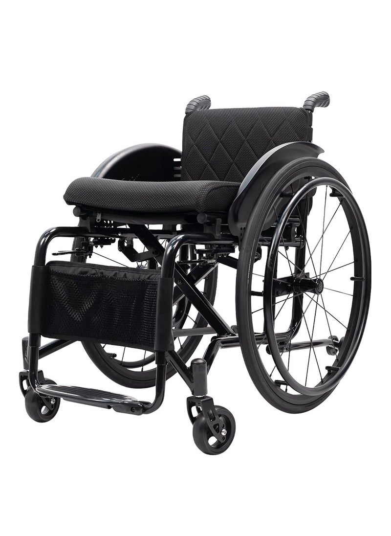 Generic Lightweight Wheelchair Adult Wheelchair Sports Wheelchair All Terrain Aluminium Wheelchair Adjustable footrest, Foldable Suitable for Adults, Seniors(Seat Width 44cm)  - Image 1
