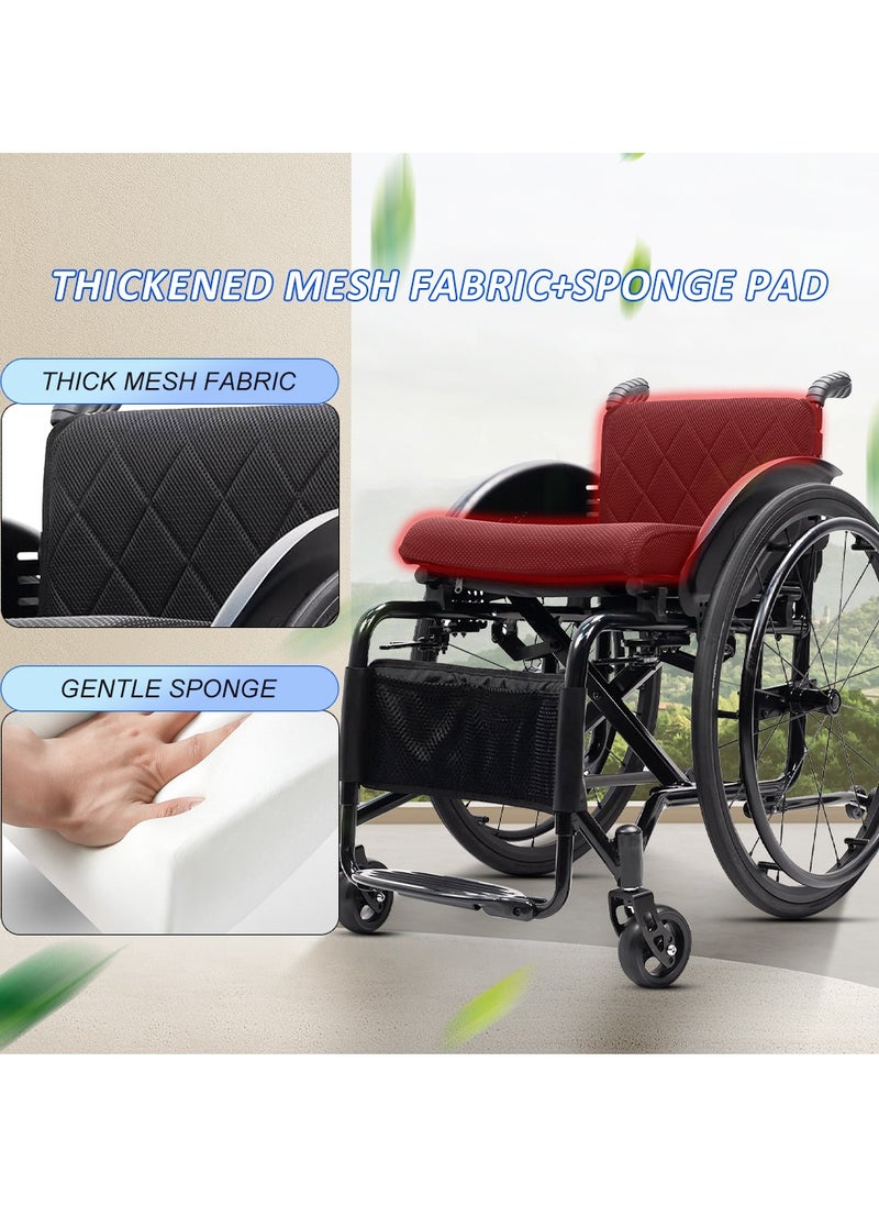 Generic Lightweight Wheelchair Adult Wheelchair Sports Wheelchair All Terrain Aluminium Wheelchair Adjustable footrest, Foldable Suitable for Adults, Seniors(Seat Width 44cm)  - Image 4