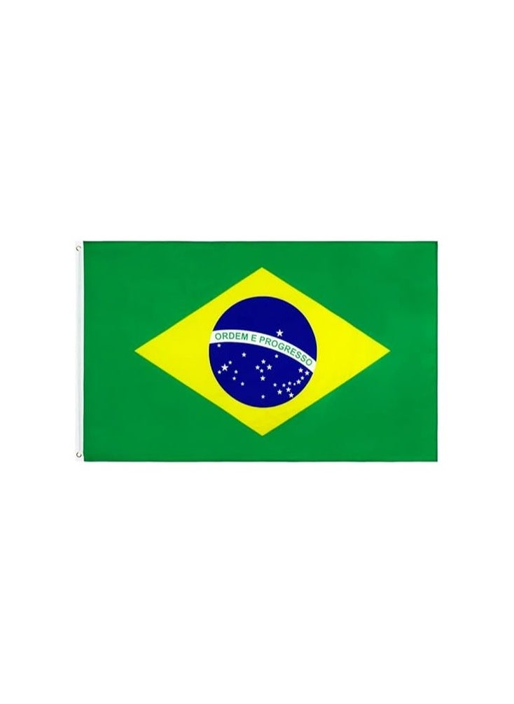 PRINTSHOP4ME Brazil Flag 3x5ft Outdoor or Indoor Flag for Sport Events and Home - Polyester - Size 90x150cm - Perfect for Sports Fan Flag  - Image 1