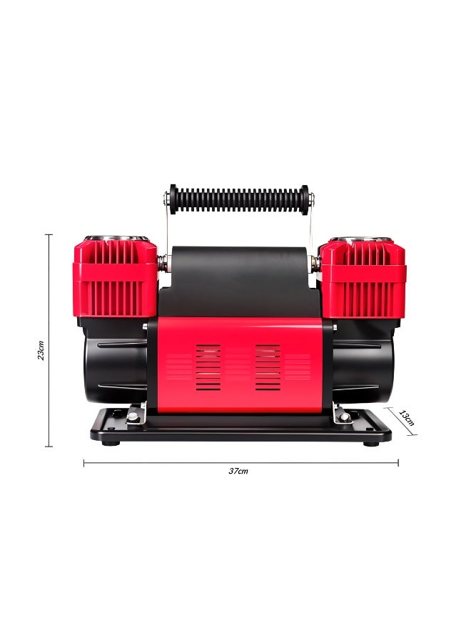ROCA WM102-15C Heavy Duty Dual-Cylinder Air Compressor 300LPM High Air Flow, 150 PSI Max Pressure, 120 PSI Working Pressure 26ft Coil Hose with Gauge, 8ft Battery Clamp Cord, Easy Twist Brass Inflator 1.5HP 12V Oil-Less Motor with Thermal Cut-Off Car, SUV, Truck, 4x4, Bike, Inflatables - Image 3