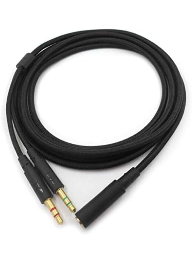 Generic - 3.5Mm Universal 2 In 1 Gaming Headset Audio Extend Cable For Hyperx Cloud Ii Alpha Cloud Flight Core Headphone For Computer 200Cm - Image 1