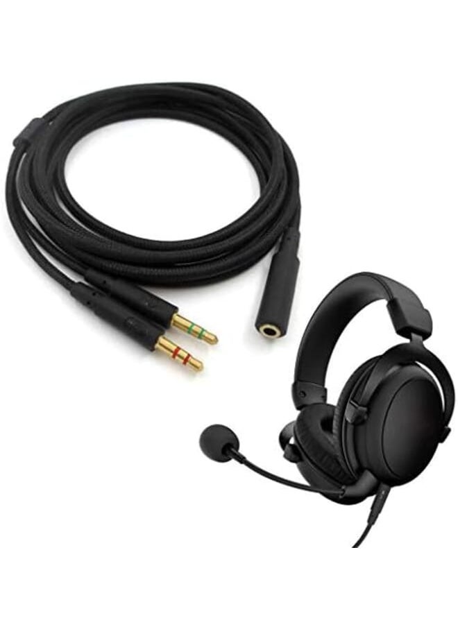 Generic - 3.5Mm Universal 2 In 1 Gaming Headset Audio Extend Cable For Hyperx Cloud Ii Alpha Cloud Flight Core Headphone For Computer 200Cm - Image 1