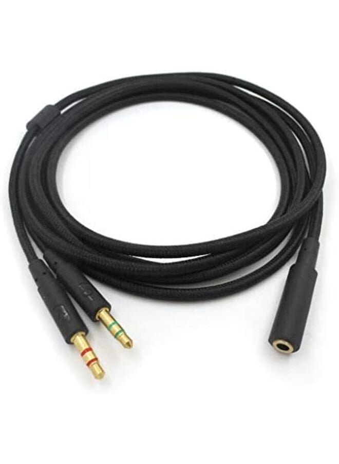Generic - 3.5Mm Universal 2 In 1 Gaming Headset Audio Extend Cable For Hyperx Cloud Ii Alpha Cloud Flight Core Headphone For Computer 200Cm - Image 1