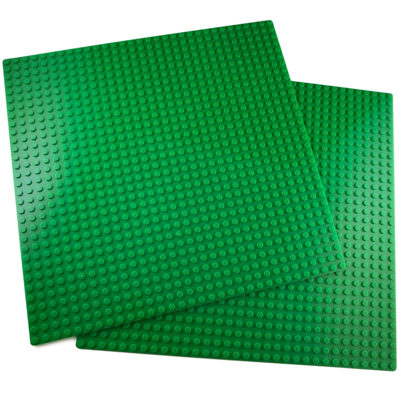 Apostrophe Games Building Blocks Base Plates Compatible with All Major Brands â€“ 2 Pack, 10-1/16" x 10-1/16" Inches Baseplate for Building Bricks â€“ Durable and Sturdy Baseplates (2X Green) - Image 1