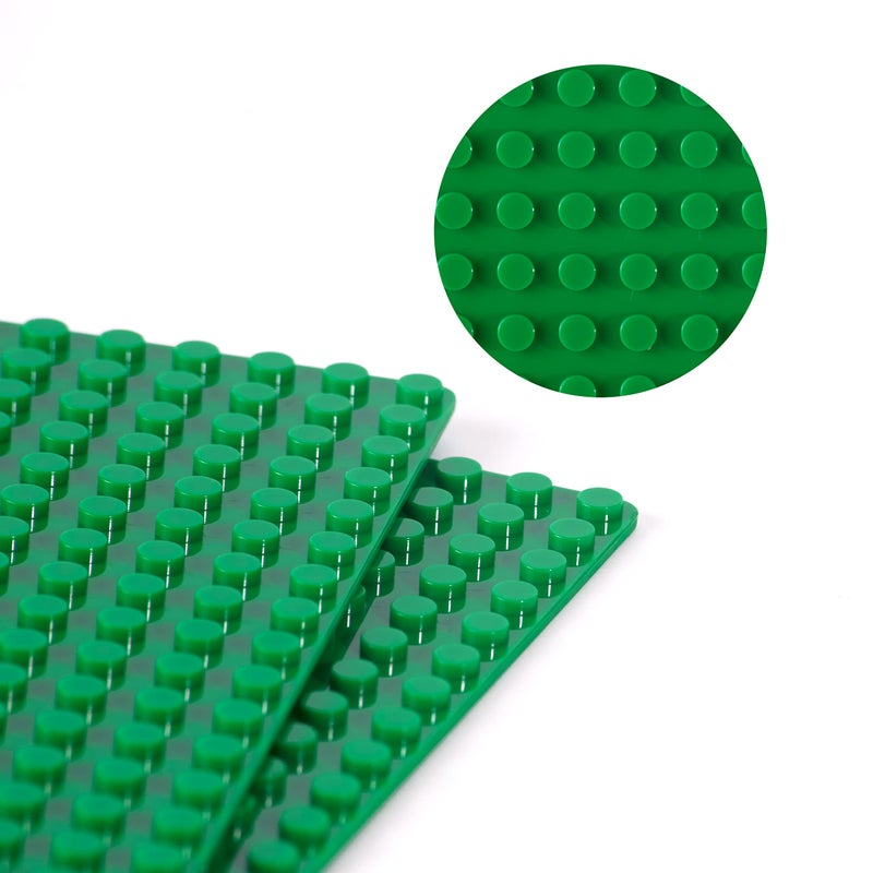 Apostrophe Games Building Blocks Base Plates Compatible with All Major Brands â€“ 2 Pack, 10-1/16" x 10-1/16" Inches Baseplate for Building Bricks â€“ Durable and Sturdy Baseplates (2X Green) - Image 3