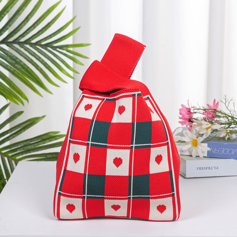 Company Storage Bag, Handbag, Outing Bag, Chinese Style Red Bag, Festive Wedding Knitted Bag, Gift Tote Bag - Image 1