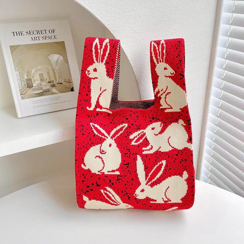Company Storage Bag, Handbag, Outing Bag, Chinese Style Red Bag, Festive Wedding Knitted Bag, Gift Tote Bag - Image 3