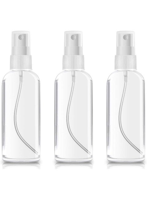 3Pack Plastic Spray Bottles, 2Oz/50Ml Plastic Spray Clear Empty Fine Mist Plastic Mini Travel Bottle Set Bottles Refillable Liquid Containers, Transparent White