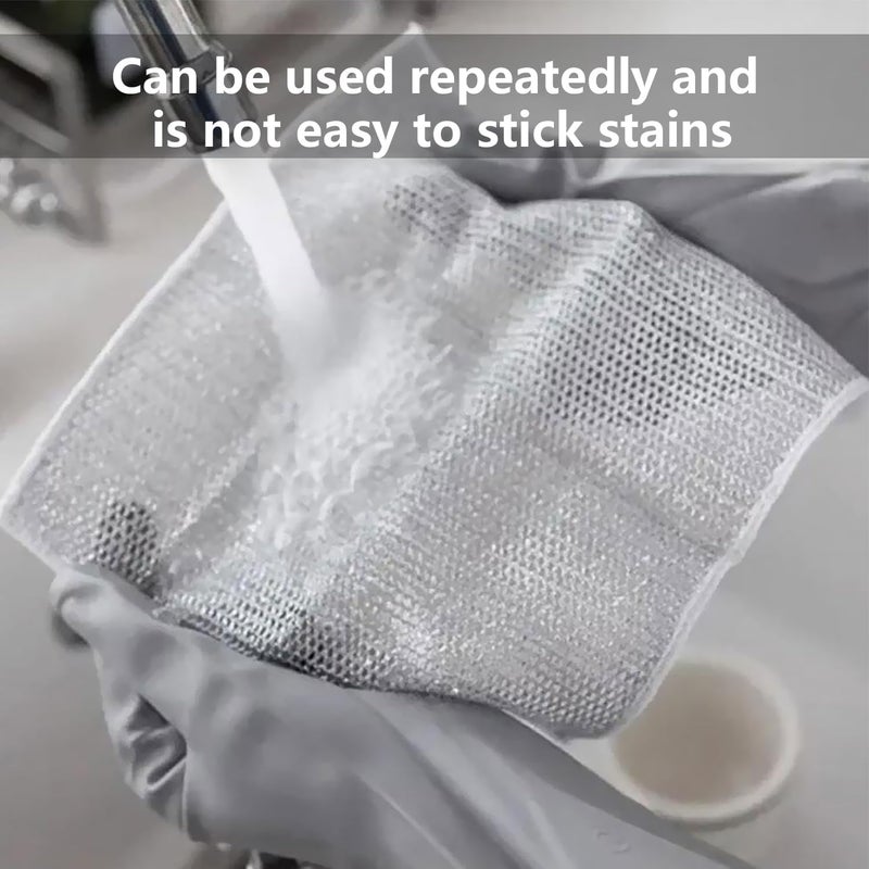 COOFANDY 10 Pcs Wire Dishwashing Rags and 1 Gap Brush Multipurpose Wire Dish Cloths for Wet and Dry Reusable Kitchen Cloth Non Scratch Rag Double Lint Free Cloth for Kitchen Pan - Image 3