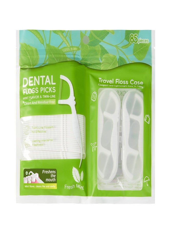 LIAMOSS White Mint Dental Floss Picks, 2 Portable Travel Cases (10 Picks) 65 Refills, Double-Line Flossers for Tight Teeth, Fresh Breath, Plaque Removal, On-The-Go Oral Care - Image 1