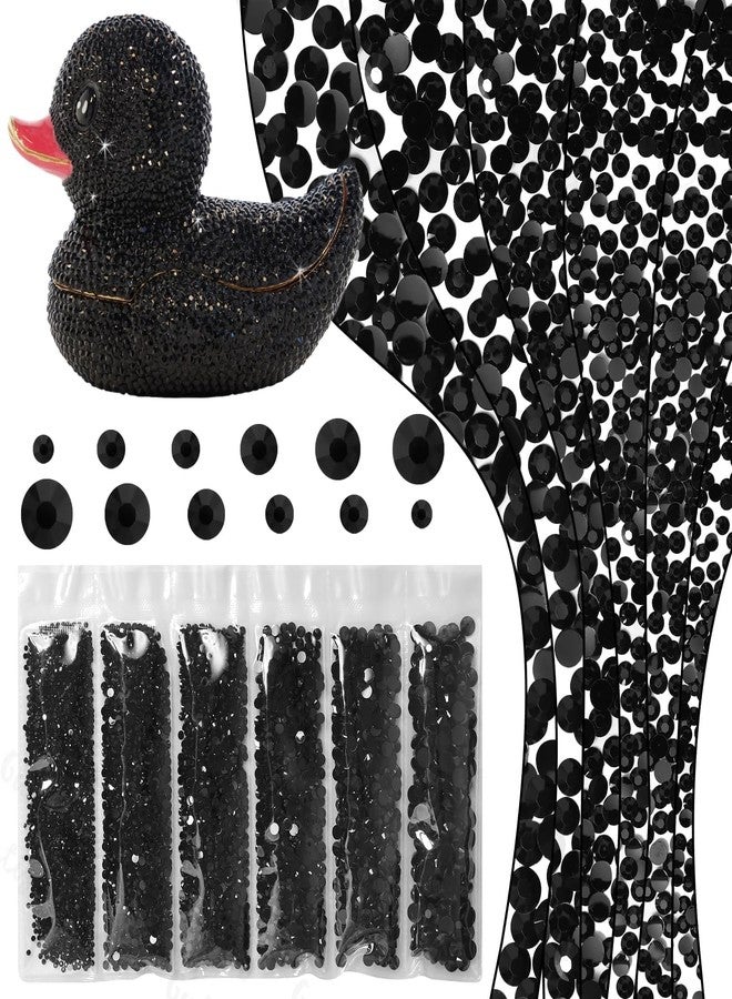 Gutiy 11000Pcs Black Resin Jelly Rhinestones for Bedazzling, Mixed Size 2/3/4/5/6 mm Flatback Gems for Crafting, Jet Black Jelly Rhinestones Bedazzle Kit for Book Crafts Clothing Shoes Nail Art Makeup - Image 1