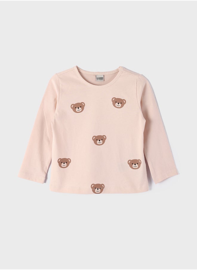 LC WAIKIKI Crew Neck Embroidered Long Sleeve Girl T-shirt  - Image 1
