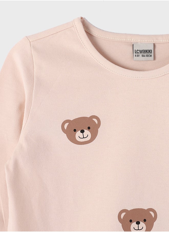 LC WAIKIKI Crew Neck Embroidered Long Sleeve Girl T-shirt  - Image 3