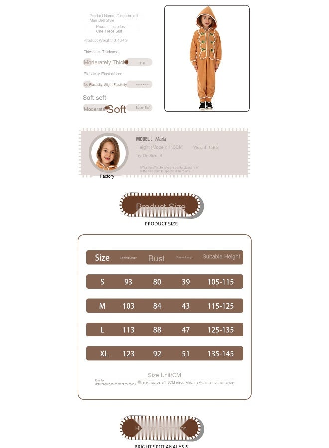 Christmas Costume Cartoon Gingerbread Man Cosplay Jumpsuit Winter Pajama Style Children's Performance Outfit Party Show Outfit - Image 5
