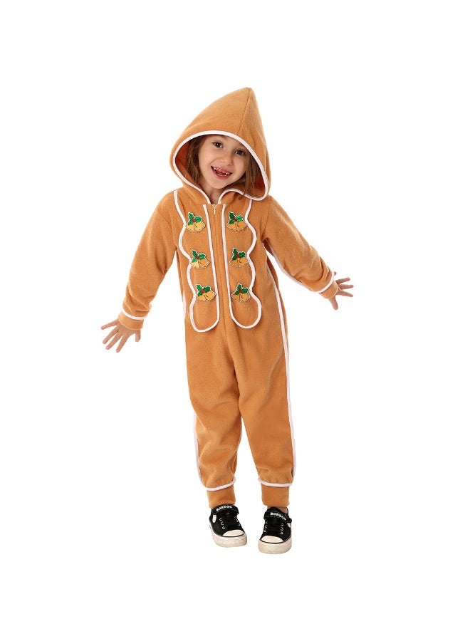 Christmas Costume Cartoon Gingerbread Man Cosplay Jumpsuit Winter Pajama Style Children's Performance Outfit Party Show Outfit - Image 2