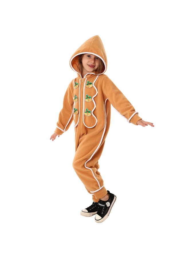 Christmas Costume Cartoon Gingerbread Man Cosplay Jumpsuit Winter Pajama Style Children's Performance Outfit Party Show Outfit - Image 4