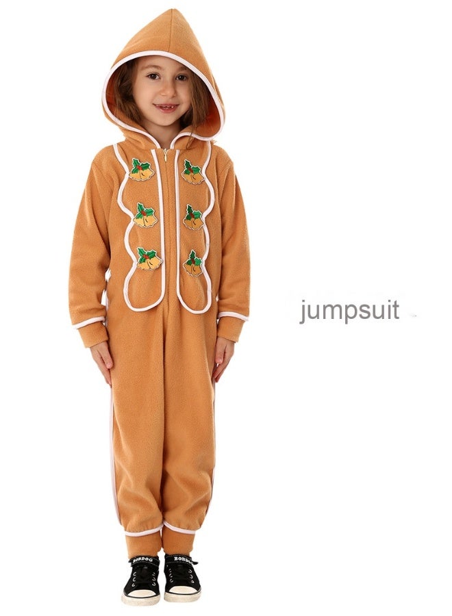 Christmas Costume Cartoon Gingerbread Man Cosplay Jumpsuit Winter Pajama Style Children's Performance Outfit Party Show Outfit - Image 1