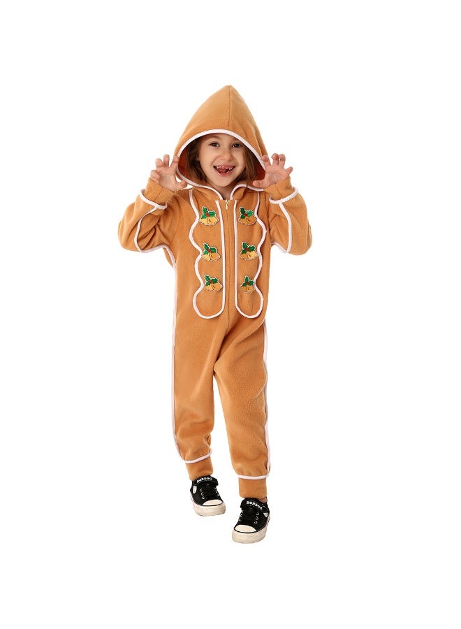 Christmas Costume Cartoon Gingerbread Man Cosplay Jumpsuit Winter Pajama Style Children's Performance Outfit Party Show Outfit - Image 3