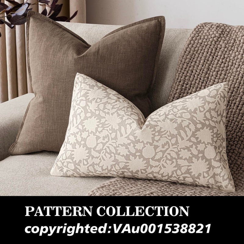 Foindtower Set of 2 Decorative Neutral Floral Throw Pillow Covers Accent Farmhouse Cushion Covers Boho Lumbar Pillowcase for Couch Sofa Bedroom Living Room Home Decor,12Ã—20 Inch,Ivory Beige - Image 4
