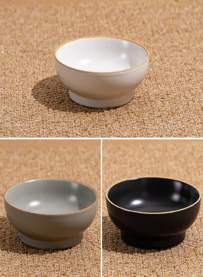 Caigmo Cat Bowl 3 Pack, Pet Plate, Premium Ceramic Food Grade Pet Bowl Suitable for Dry and Wet Food, 5 in Feeding Indoor Cats, Kittens and Small Dogs, Dishwasher Safe (Black White Gray) - Image 3