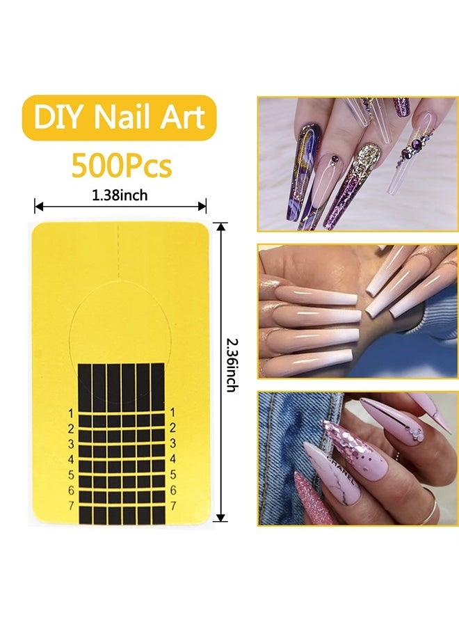 Namgznso 500 PCS Acrylic Nail Forms, Rectangle Polygel Nail Forms, Nail Forms for Acrylic Nails, Nail Extension Form Guide Stickers for Polygel, Gel Nails Art Paper Form for DIY Manicure Design  - Image 2