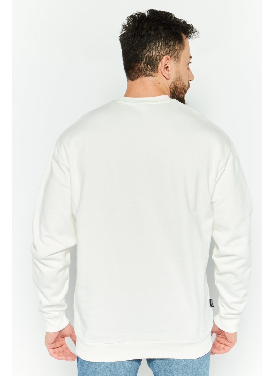 Misfit Men Crew Neck Graphic Print Long Sleeves Sweatshirt, White  - Image 4