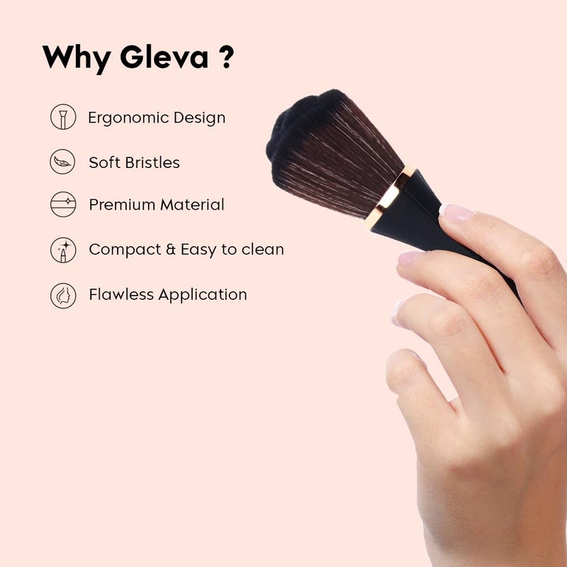 Gleva Multipurpose Professional Powder & Blush Cheek Brush, Travel Cosmetic Brush Perfect for Cheek Forehead Jawline Nose Blending Flawless Highlighter Brush (Black Brush) - Image 2